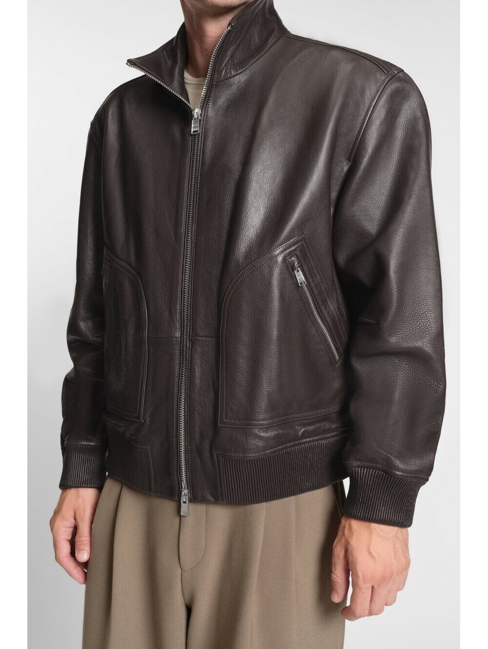 NEW, Men's Boss Mander Bomber Jacket in Brown Sz 42 #SJ2663